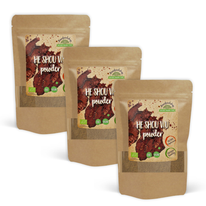 He Shou Wu Pulver ØKO 125g x 3 pakker i gruppen Kosttilskud / Urter & Planter / Urter hos Rawfoodshop Scandinavia AB (RPUL100169E-SET3)