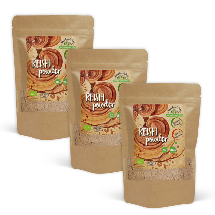 Reishi Mushroom Pulver ØKO 125g x 3 pakker i gruppen Kosttilskud / Urter & Planter / Svampe hos Rawfoodshop Scandinavia AB (RPUL100520E-SET3)