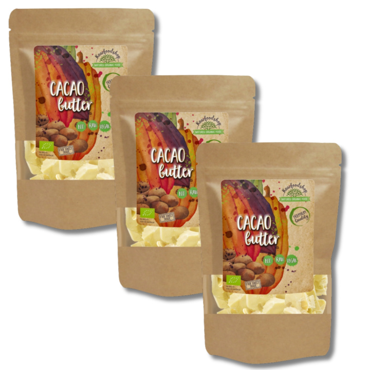 Kakaosmør Raw ØKO 250g x 3 pakker i gruppen Råvarer & Drikke / Bagning / Kakaoprodukter hos Rawfoodshop Scandinavia AB (RSMO250409E-SET3)