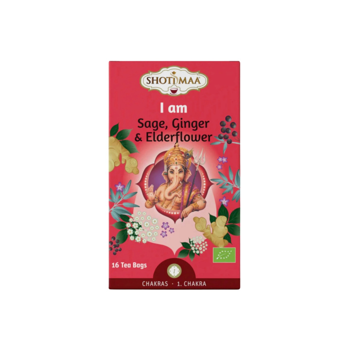 Salvie, Ingefær & Hyldeblomst Urtete ØKO 16 x 2g i gruppen Råvarer & Drikke / Drikkevarer / Te hos Rawfoodshop Scandinavia AB (SKU-353)