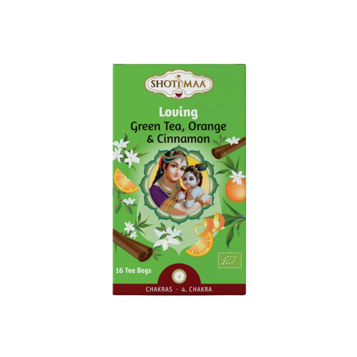 Grøn te, Appelsin & Kanel Urtete ØKO 16 x 2g i gruppen Råvarer & Drikke / Drikkevarer / Te hos Rawfoodshop Scandinavia AB (SKU-457)
