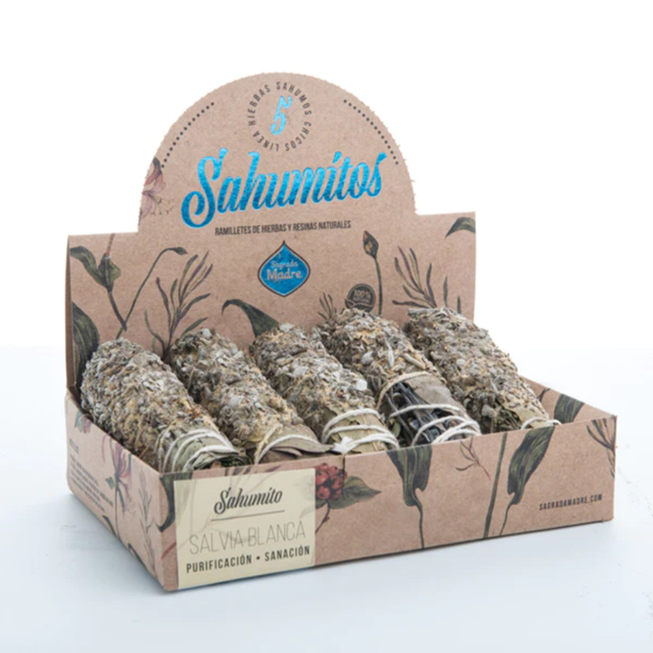 Sahumitos Urtebundter Hvid Salvie 5 stk i gruppen Hjem & Sjæl / Stemning & duft / Røgelse hos Rawfoodshop Scandinavia AB (SKU-674)