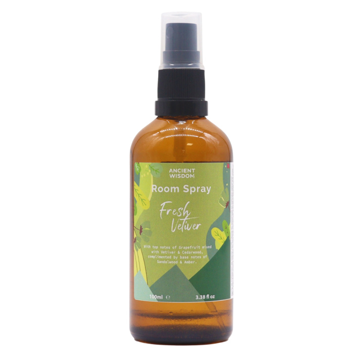 Roomspray Fresh Vetiver 100ml i gruppen Hjem & Sjæl / Stemning & duft / Rumduft hos Rawfoodshop Scandinavia AB (SRS-06)