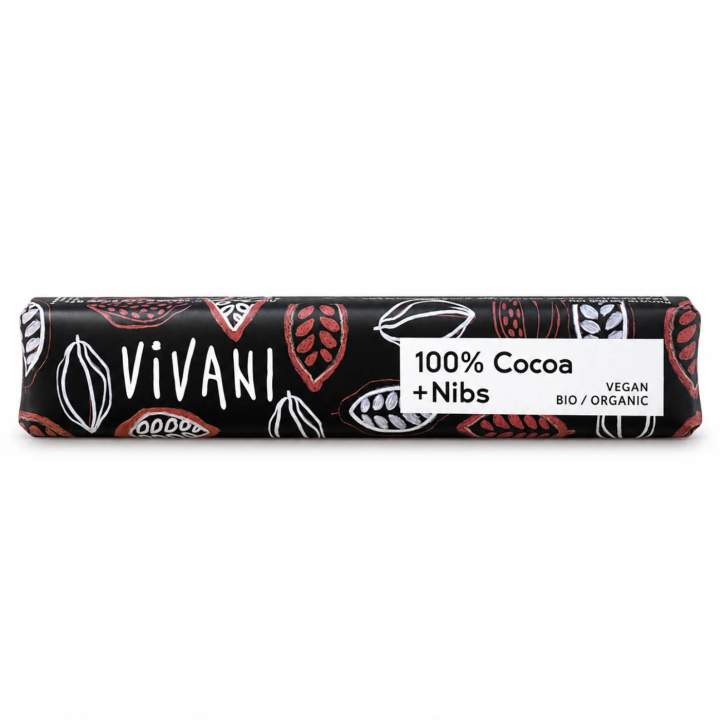 Vivani Chokolade 100% & Kakaonibs ØKO 25g i gruppen Råvarer & Drikke / Slik & Chokolade / Chokolade og Bars hos Rawfoodshop Scandinavia AB (VIV786452)