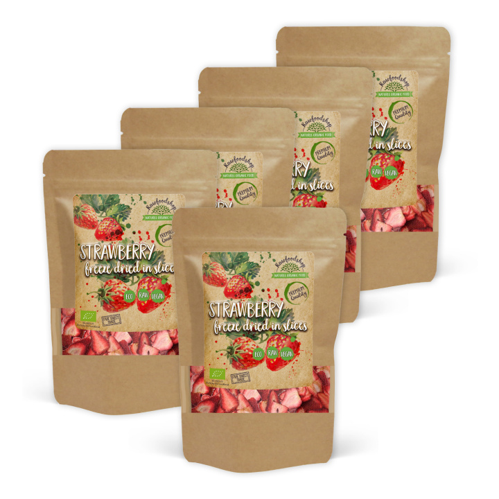Jordbær Frysetørrede Skiver ØKO 50g x 5 pakke i gruppen Råvarer & Drikke / Frugt & Frugtpulver / Jordbær hos Rawfoodshop Scandinavia AB (ZFN0263-1-SET5)